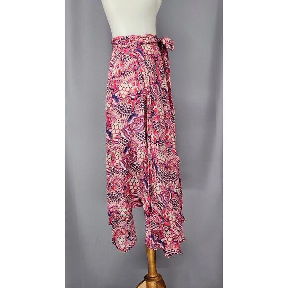Chufy Skirt Womens Medium Pink Handkerchief Midi Wrap Viscose Fairy Whimsical - Picture 3 of 9